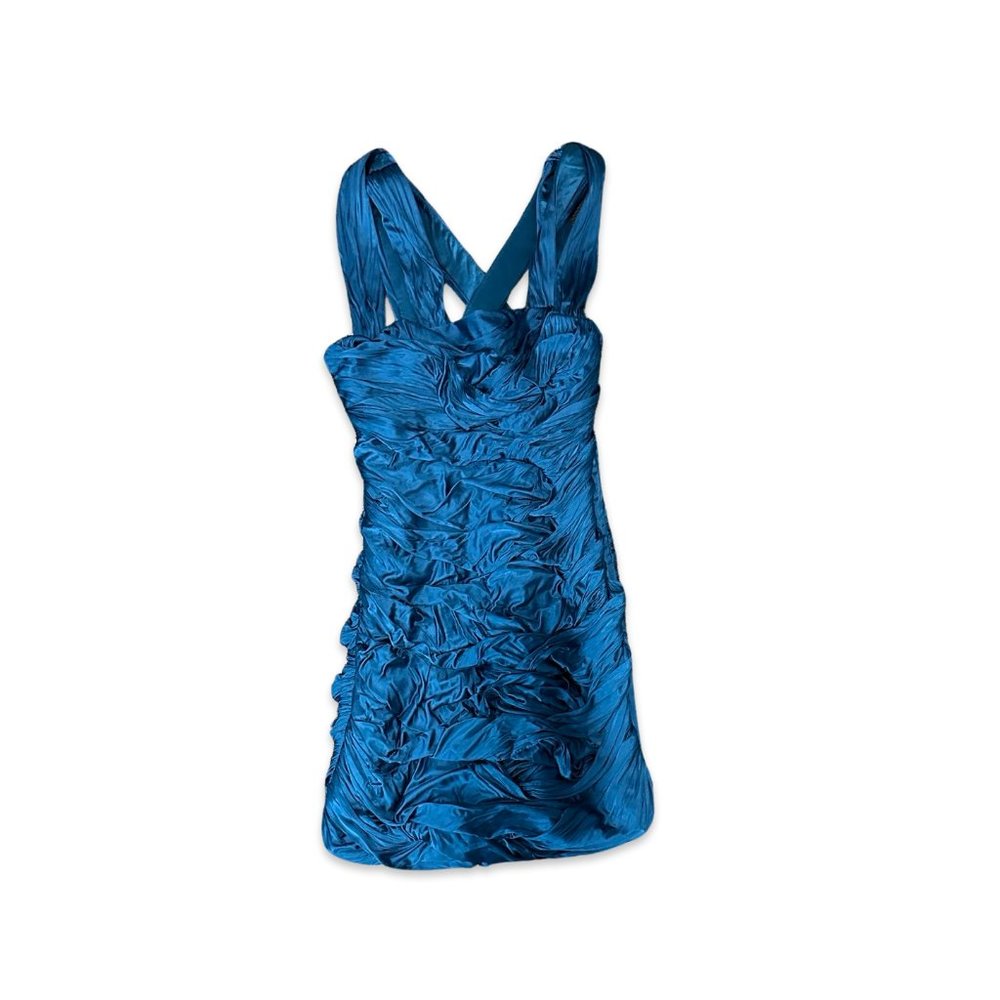 NWT Matthew Williamson Sapphire/Teal Ruched Cocktail Dress - Size 10